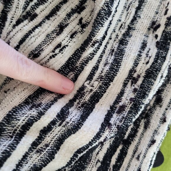 Silver stream womens small black white stripe dot tweed fringe button up jacket - Picture 8 of 11